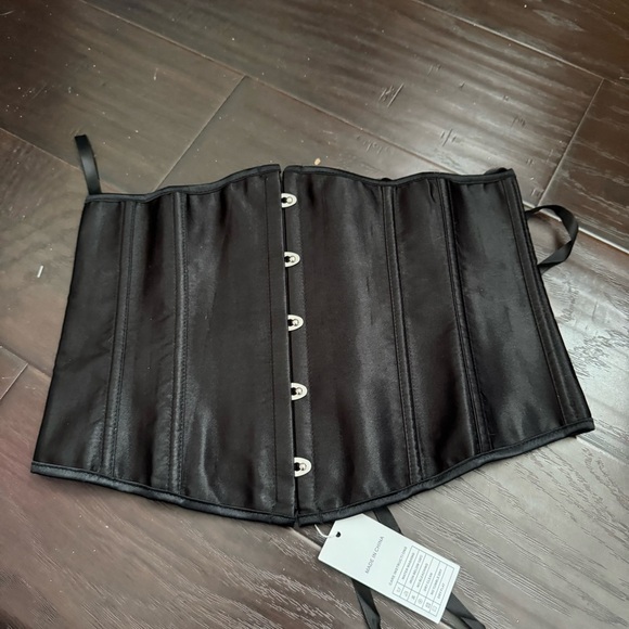 NWT Black Corset Waist Cincher XL goth satin glam fairy cosplay - Picture 2 of 5